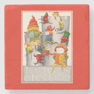 TEN LORDS A LEAPING Marble Stone Coaster - Red