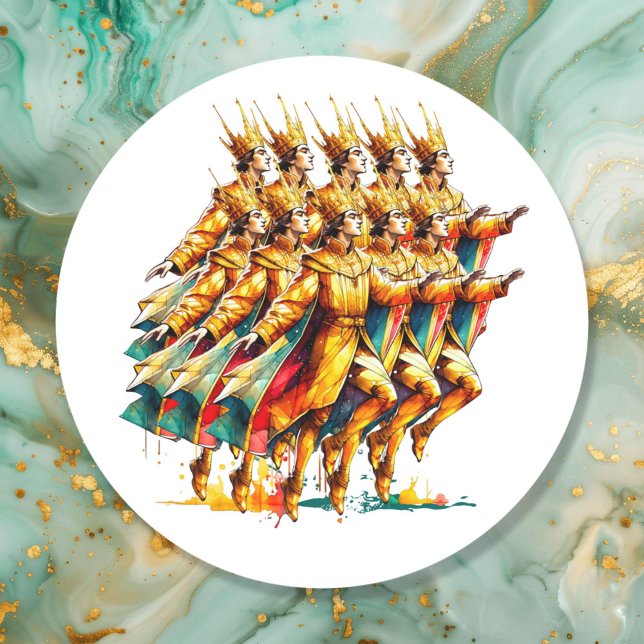 Ten Lords a-Leaping | Twelve Days of Christmas Classic Round Sticker (Creator Uploaded)