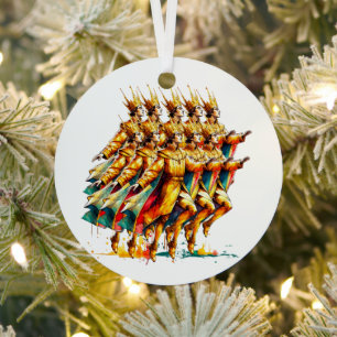 Ten Lords a-Leaping Twelve Days of Christmas Metal Tree Decoration