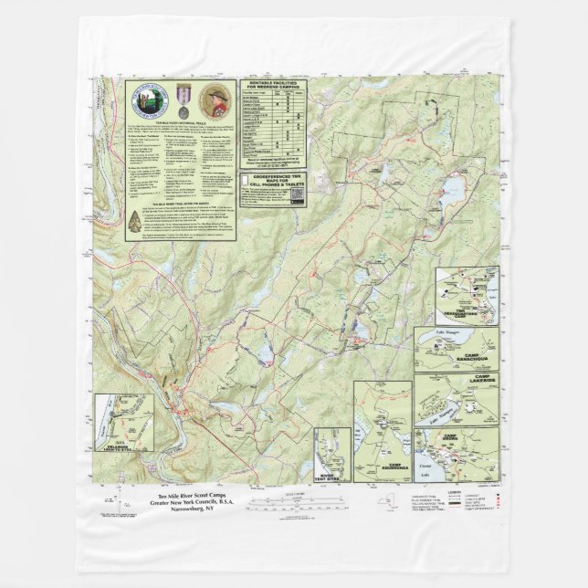 Ten Mile River Scout Camps Trail Map Blanket (Front)
