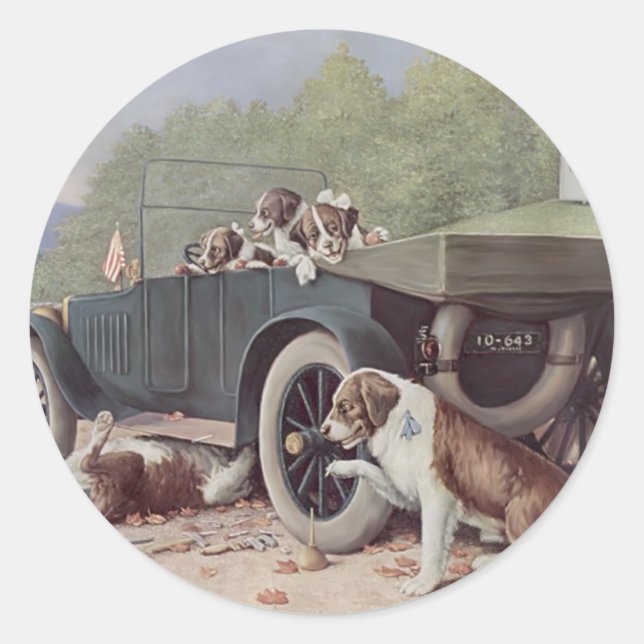 Ten Miles to a Garage Classic Round Sticker (Front)