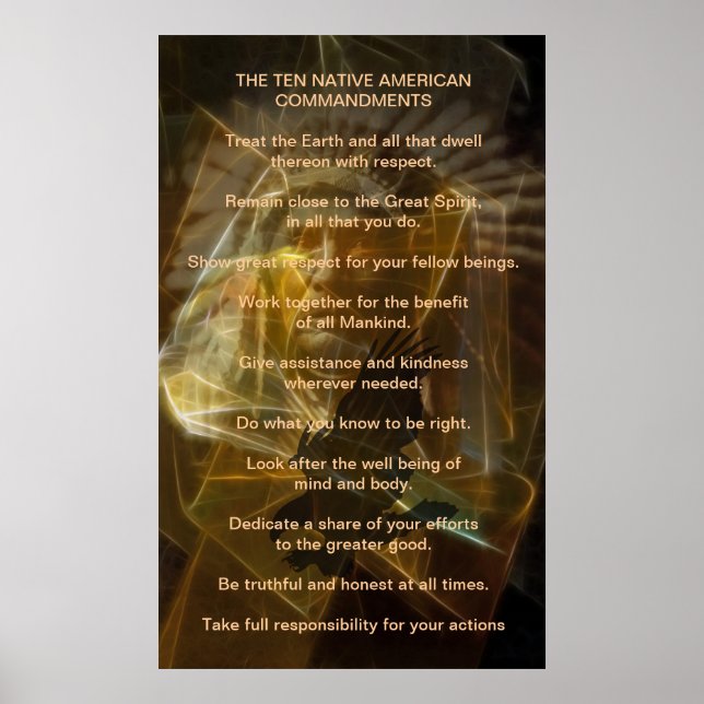 Ten Native American Commandments Poster (Front)