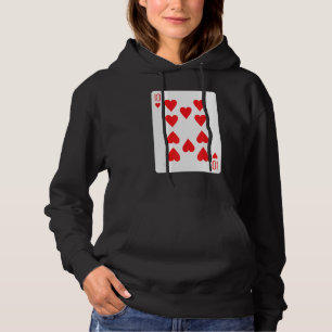 Ten Of Hearts Playing Card Hoodie