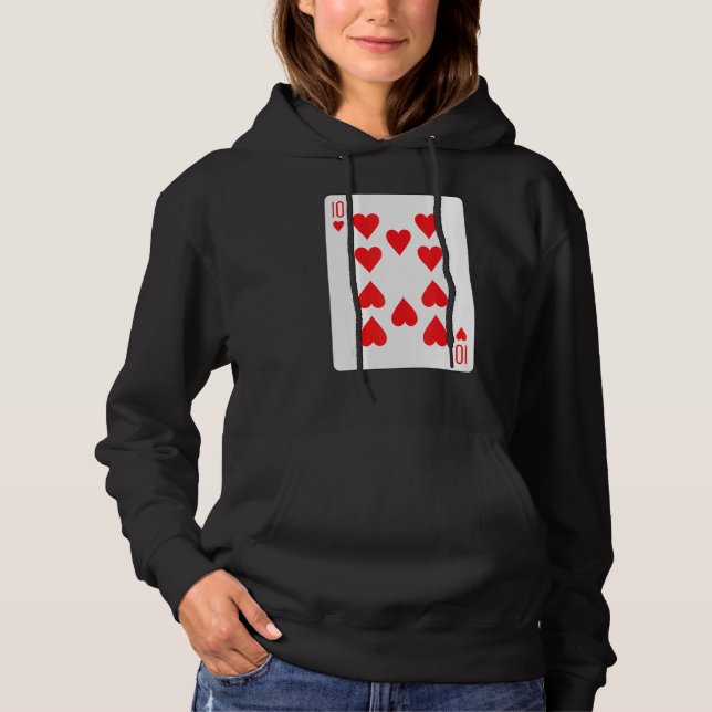 Ten Of Hearts Playing Card Hoodie (Front)