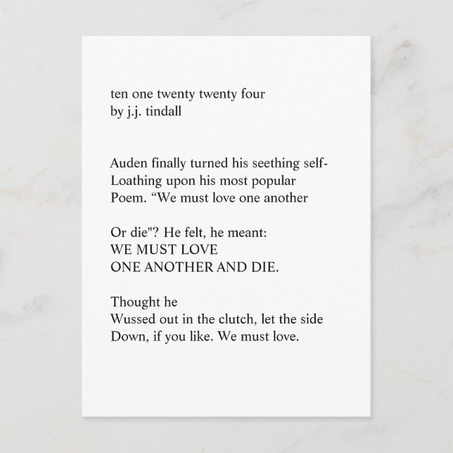 ten one twenty twenty four Postcard (Front)