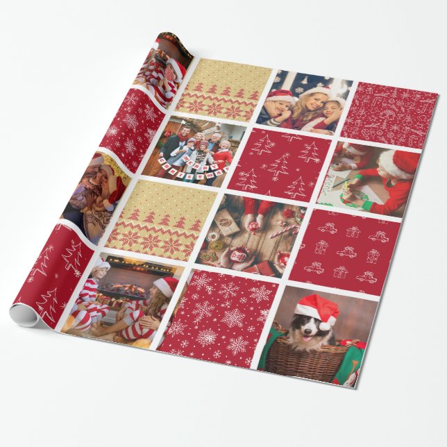 Ten Photo Christmas Wrapping Paper (Unrolled)