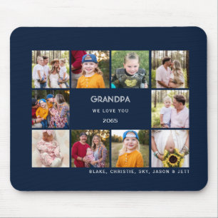 Ten Photo Collage Grandpa We Love You Navy Mouse Pad