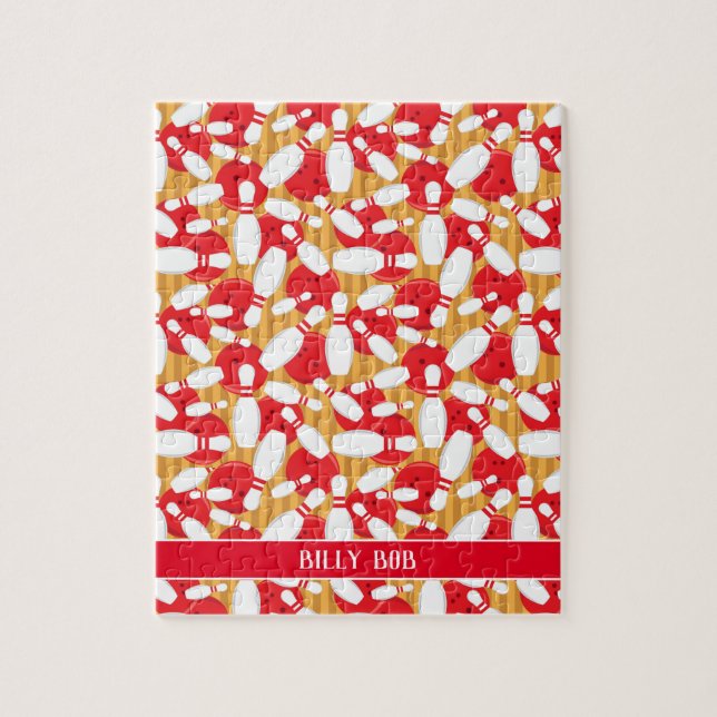 Ten Pin Bowling Alley Balls and Pins Strike Jigsaw Puzzle (Vertical)