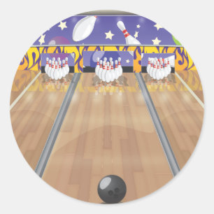 Ten Pin Bowling Alley Classic Round Sticker