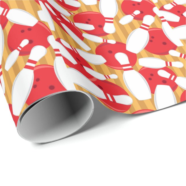 Ten Pin Bowling Birthday Party Patterned Wrapping Paper (Roll Corner)