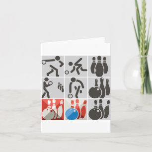 Ten Pin Bowling Icons Note Cards