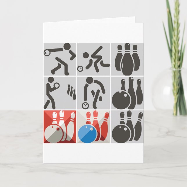 Ten Pin Bowling Icons Sport Greeting Cards (Front)
