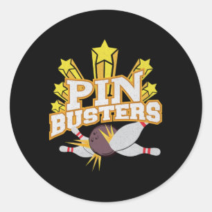 Ten Pin Bowling Team Graphic Pin Busters Classic Round Sticker