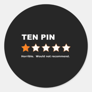 Ten Pin One Star Review Funny Bowling For Bowlers Classic Round Sticker