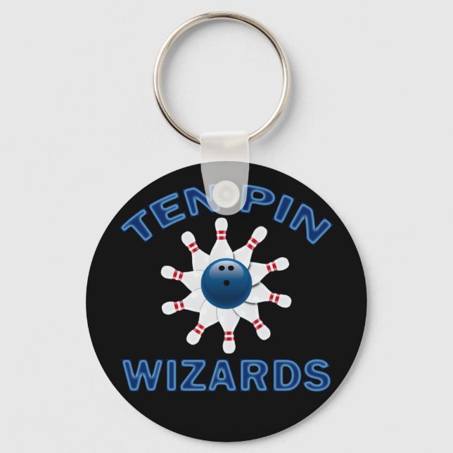 TEN PIN WIZARDS - BOWLING TEAM NAME KEY RING (Front)
