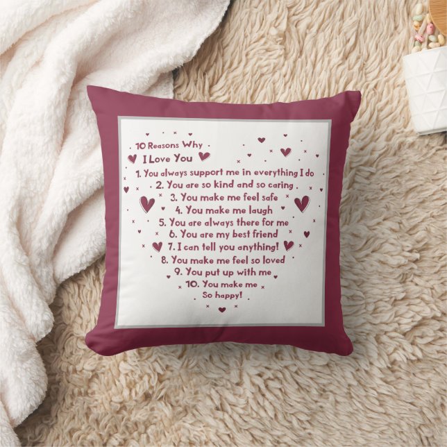 ten reasons I love you Anniversary word art Cushion (Blanket)