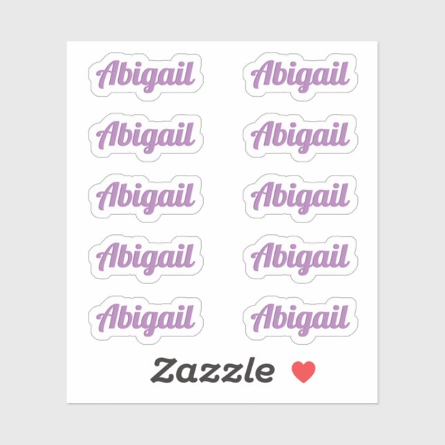 Ten Small Purple Cursive Script Custom Name Labels (Sheet)