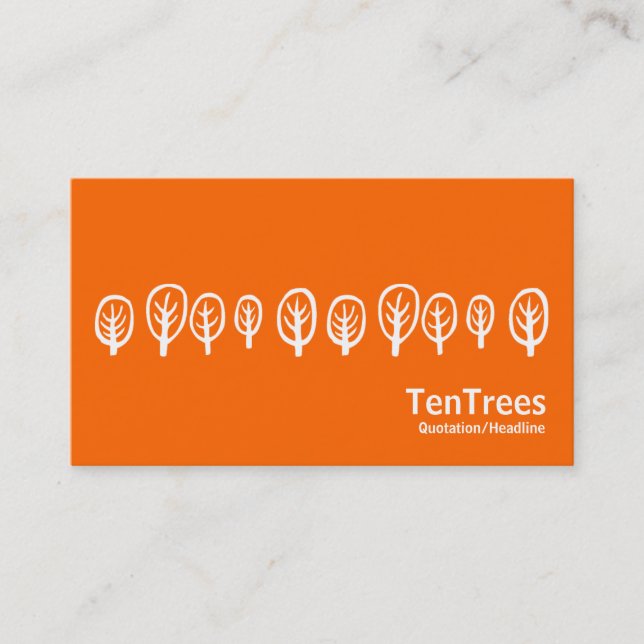 Ten Trees - White on Orange Business Card (Front)