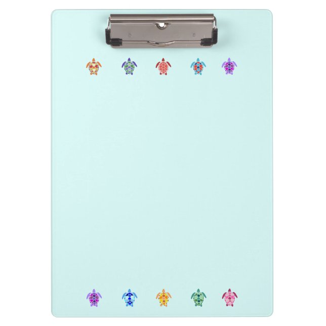 Ten Turtles Cute Colourful Sealife Ocean Blue  Clipboard (Front)
