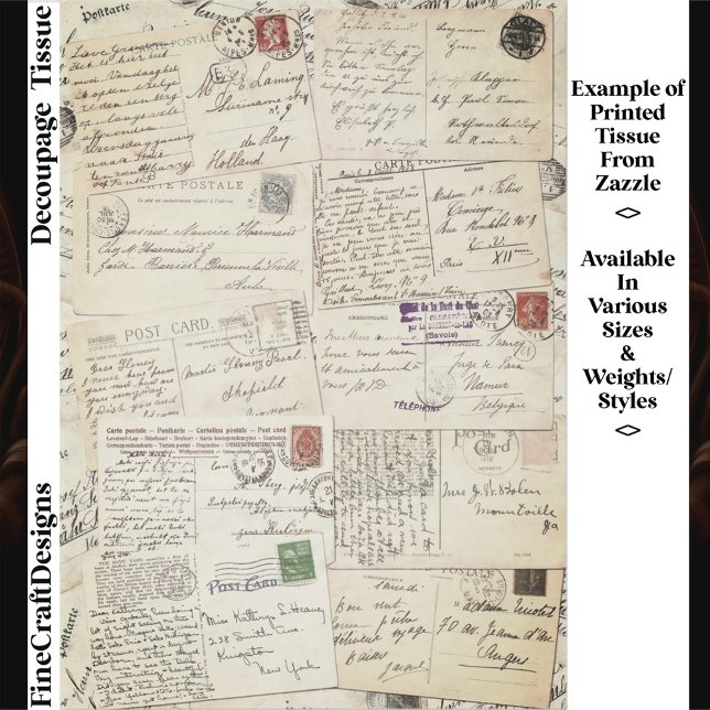 Ten Vintage Handwritten Postcards ES1F Decoupage Tissue Paper (Creator Uploaded)