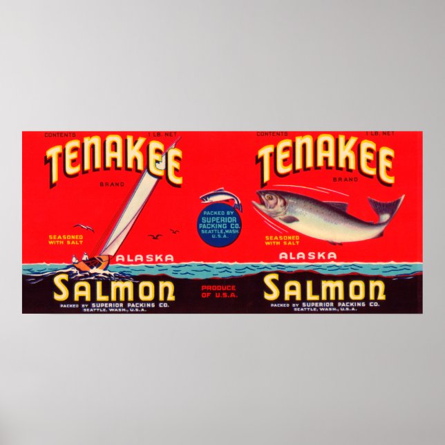 Tenakee Brand Salmon Label- Seattle, WA Poster (Front)