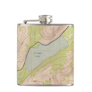 Tenaya Lake, Yosemite Topographic Map Hip Flask