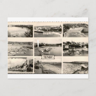 Tenby Harbour Beaches Vintage Multiview Postcard