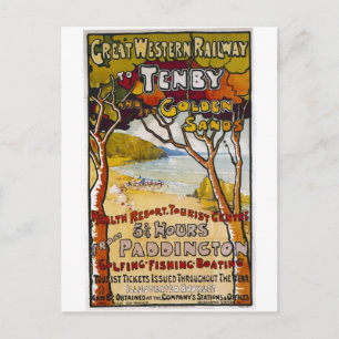 Tenby Paddington Beach Vintage Travel Postcard
