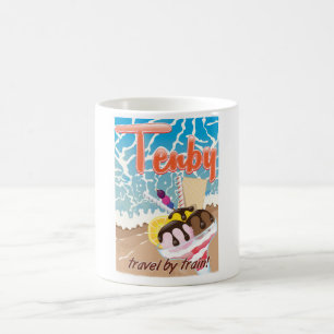 Tenby Pembrokeshire ice cream cartoon travel Coffee Mug