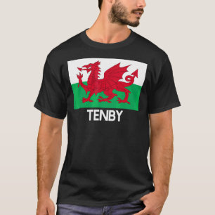 Tenby Wales Welsh Flag Baner Y Ddraig Goch T-Shirt