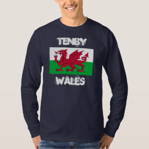 Tenby, Wales with Welsh flag T-Shirt