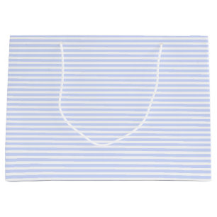 Tender Baby Blue Pale Sky Blue and White Stripe Large Gift Bag