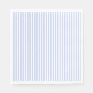 Tender Baby Blue Pale Sky Blue and White Stripe Napkin