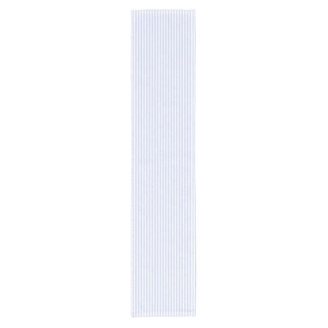 Tender Baby Blue Pale Sky Blue and White Stripe Short Table Runner (Front)