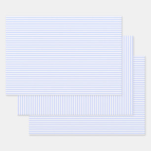 Tender Baby Blue Pale Sky Blue and White Stripe Wrapping Paper Sheet