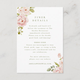 Tender Blush Floral Wedding Enclosure Card