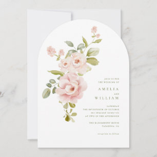 Tender Blush Floral Wedding Invitation