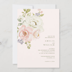 Tender Blush Floral Wedding Invitation