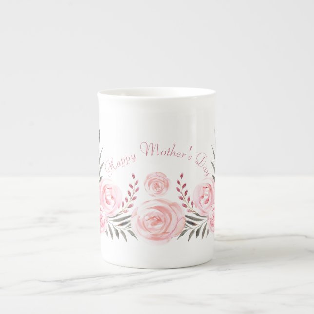 Tender Blushing Roses Personalised  Bone China Mug (Front)