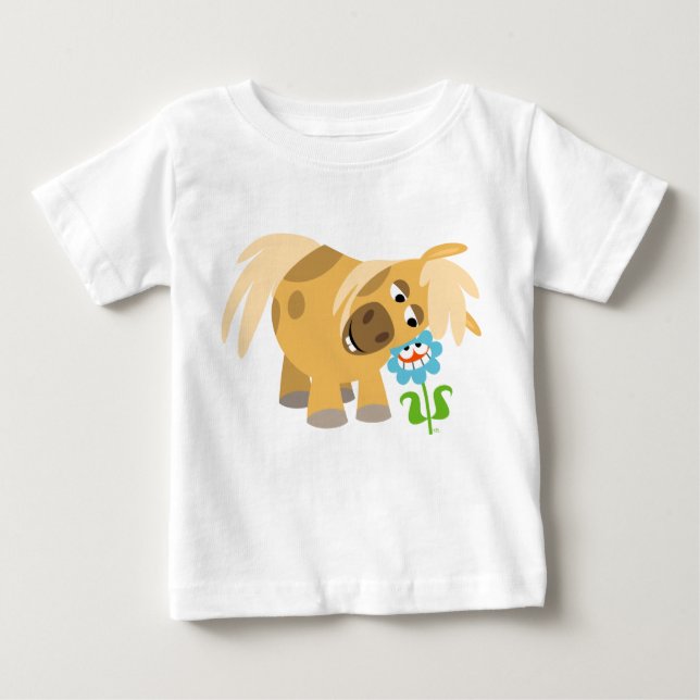 Tender Cartoon Pony and Flower Baby T-shirt (Front)
