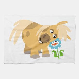 Tender Cartoon Pony and Flower Kitchen Towel