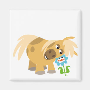 Tender Cartoon Pony and Flower Magnet