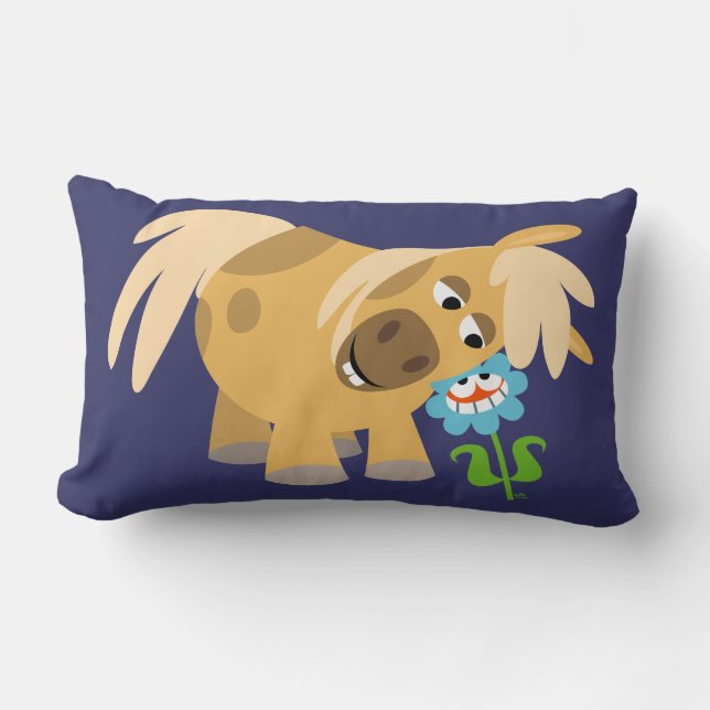 Tender Cartoon Pony and Flower Pillow (Front)