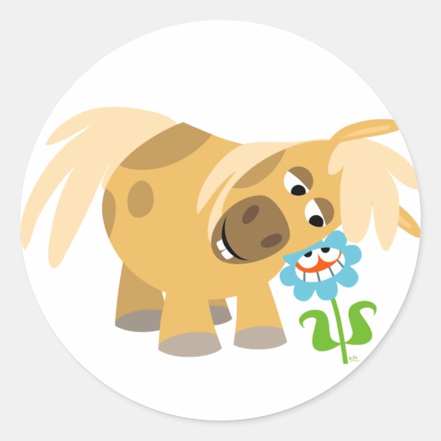 Tender Cartoon Pony and Flower sticker (Front)