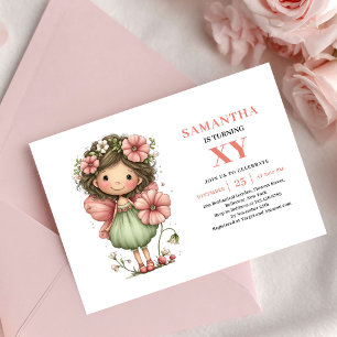 Tender Fairy Girl Birthday Pastel Blush invitation