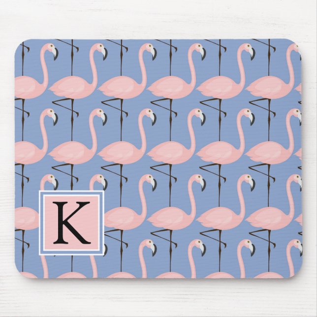 Tender Flamingo Pattern | Monogram Mouse Pad (Front)