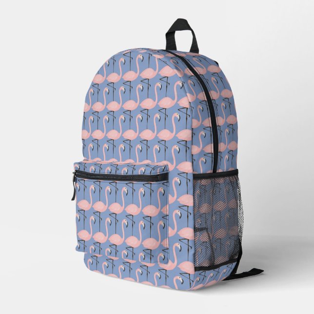 Tender Flamingo Pattern Printed Backpack (Back Corner Right)