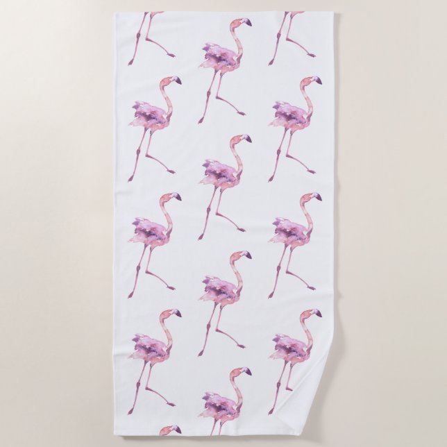 Tender Flamingo Series Design 5 Beach Towel (Front)