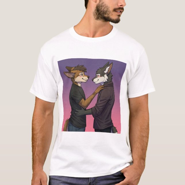 Tender Gaze: Two Wolves Sharing a Moment T-Shirt (Front)