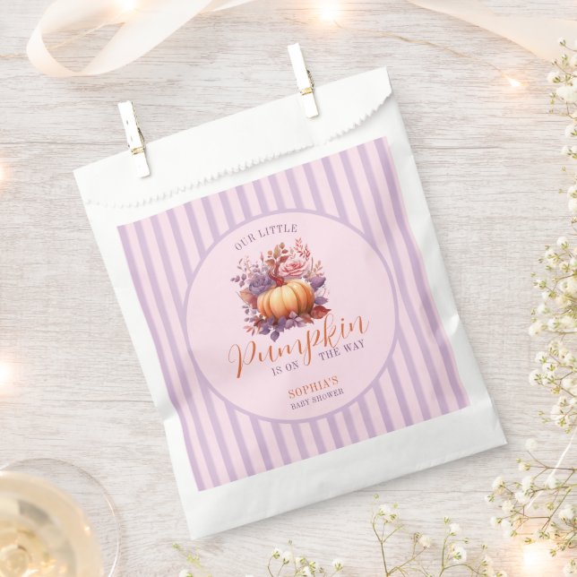 Tender Lilac Little Pumpkin Baby Shower  Favour Bags (Clipped)